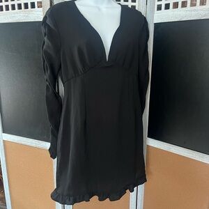 SHEIN Black Ruffled Long Sleeve Dress